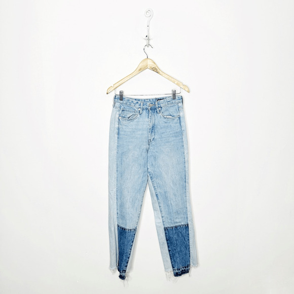 BLANKNYC THE HOWARD Mid Rise Loose Fit Fare Warning Patchwork womens size 26 - Picture 1 of 7